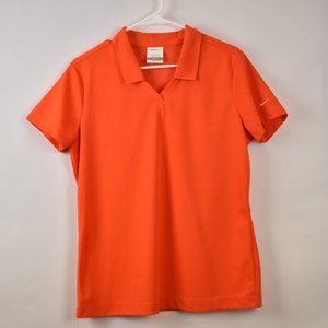 Nike Women's Orange Golf Dri-Fit V-Neck Polo Short Sleeve Top Size Large